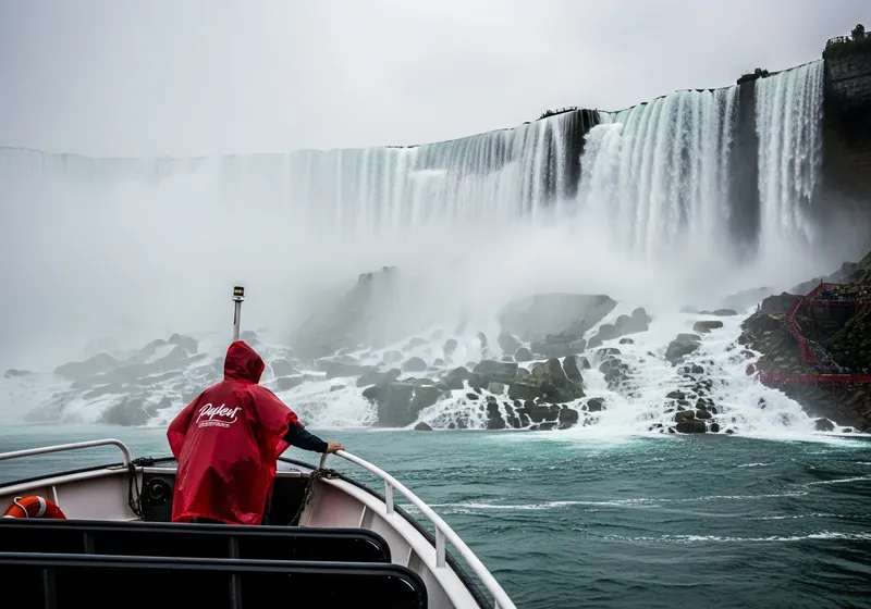 Voyage to the Falls boat at the base of Horseshoe Falls