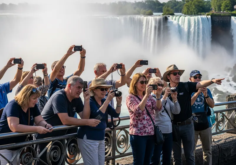 Visitors at the Niagara Falls railing